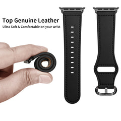 Genuine Leather Watch Band For Apple Watch Series, 7 45mm / 6&SE&5&4 44mm / 3&2&1 42mm, 7 41mm / 6&SE&5&4 40mm / 3&2&1 38mm