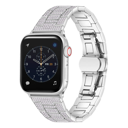Diamond Metal Watch Band For Apple Watch Series, 7 45mm / 6&SE&5&4 44mm / 3&2&1 42mm, 7 41mm / 6&SE&5&4 40mm / 3&2&1 38mm