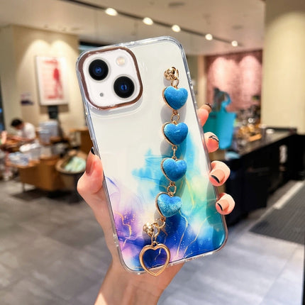 Gold Halo Marble Pattern Case with Bracelet, For iPhone 14, For iPhone 14 Plus, For iPhone 14 Pro, For iPhone 14 Pro Max, For iPhone 13, For iPhone 13 Pro