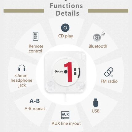 Kecag KC-808 Wall Mounted Bluetooth CD Player, KC-808 White, KC-808 Blue, KC-808 Black, KC-808 Pink