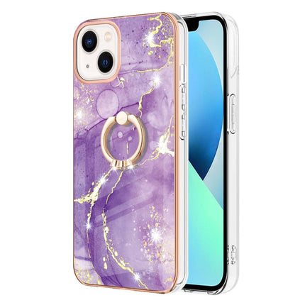 Electroplating Marble Pattern IMD TPU Shockproof Case with Ring Holder, For iPhone 14, For iPhone 14 Plus, For iPhone 14 Pro, For iPhone 14 Pro Max