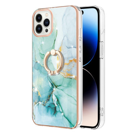 Electroplating Marble Pattern IMD TPU Shockproof Case with Ring Holder, For iPhone 14, For iPhone 14 Plus, For iPhone 14 Pro, For iPhone 14 Pro Max