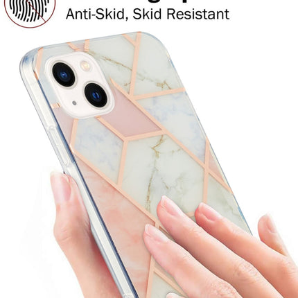 Electroplating Splicing Marble Flower Pattern Dual-side IMD TPU Shockproof Phone Case, For iPhone 14, For iPhone 14 Plus, For iPhone 14 Pro, For iPhone 14 Pro Max