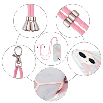 Electroplating Splicing Marble Pattern Dual-side IMD TPU Shockproof Case with Neck Lanyard, For iPhone 14, For iPhone 14 Plus, For iPhone 14 Pro, For iPhone 14 Pro Max