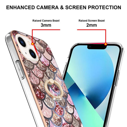 Electroplating Pattern IMD TPU Shockproof Case with Rhinestone Ring Holder, For iPhone 14, For iPhone 14 Plus, For iPhone 14 Pro, For iPhone 14 Pro Max