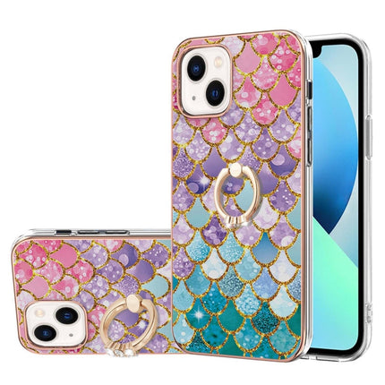 Electroplating Pattern IMD TPU Shockproof Case with Rhinestone Ring Holder, For iPhone 14, For iPhone 14 Plus, For iPhone 14 Pro, For iPhone 14 Pro Max