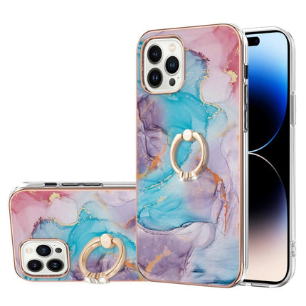 Electroplating Pattern IMD TPU Shockproof Case with Rhinestone Ring Holder, For iPhone 14, For iPhone 14 Plus, For iPhone 14 Pro, For iPhone 14 Pro Max