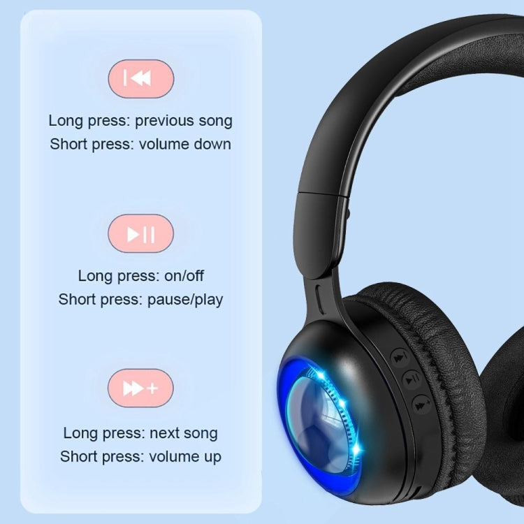 KE08 RGB Stereo PC Wireless Bluetooth Headphones with Microphone