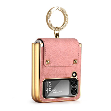 Colorful Leather + PC Phone Case with Ring, For Samsung Galaxy Z Flip4 5G
