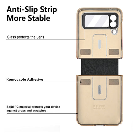 Colorful Leather + PC Phone Case with Ring, For Samsung Galaxy Z Flip4 5G