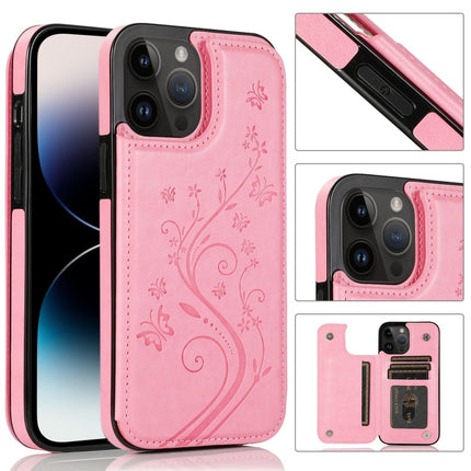 Butterflies Flowers Double Buckle Case, For iPhone 14 Pro Max, For iPhone 14 Pro