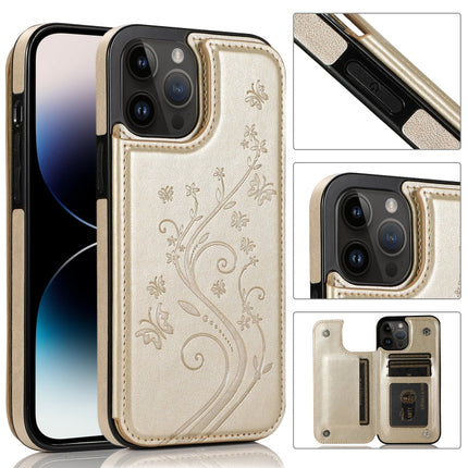 Butterflies Flowers Double Buckle Case, For iPhone 14 Pro Max, For iPhone 14 Pro