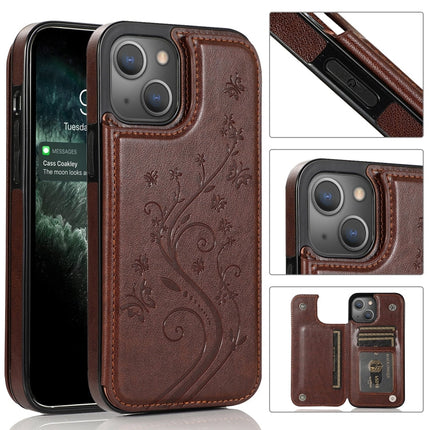 Butterflies Flowers Double Buckle Case, For iPhone 14, For iPhone 14 Plus