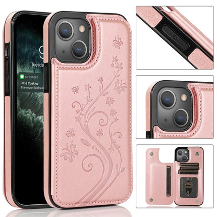 Butterflies Flowers Double Buckle Case, For iPhone 14, For iPhone 14 Plus