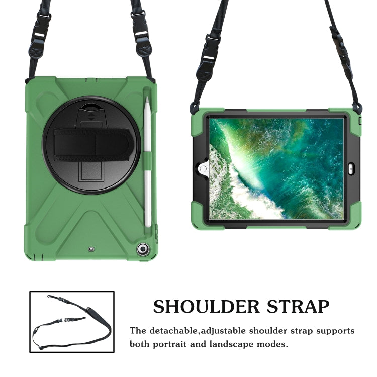 For iPad 9.7 (2018) & (2017) 360 Degree Rotation Silicone Protective Cover with Holder & Hand Strap & Long Strap & Pencil Slot, For iPad 9.7 (2018) & (2017)