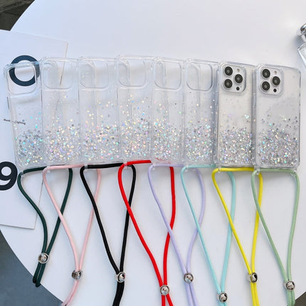 Lanyard Glitter Epoxy Clear Phone Case, For iPhone 13 Pro, For iPhone 13 Pro Max, For iPhone 12 mini
