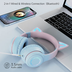 BT029C RGB Dual Modes Cat Ear Wireless Bluetooth Headphone