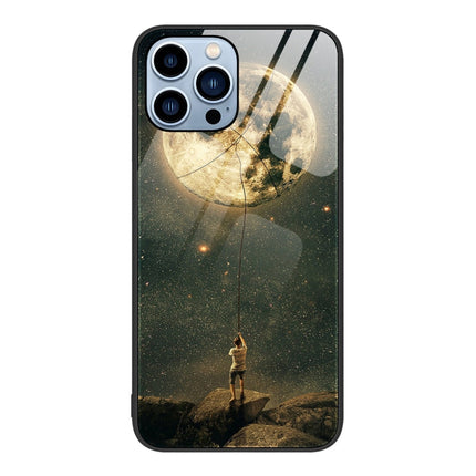 Colorful Painted Glass Phone Case, For iPhone 14 Pro Max
