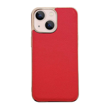 Genuine Leather Luolai Series Nano Electroplating Phone Case, For iPhone 14, For iPhone 14 Plus, For iPhone 14 Pro, For iPhone 14 Pro Max, For iPhone 13, For iPhone 13 Pro