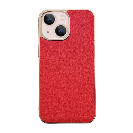 Genuine Leather Luolai Series Nano Electroplating Phone Case, For iPhone 14, For iPhone 14 Plus, For iPhone 14 Pro, For iPhone 14 Pro Max, For iPhone 13, For iPhone 13 Pro