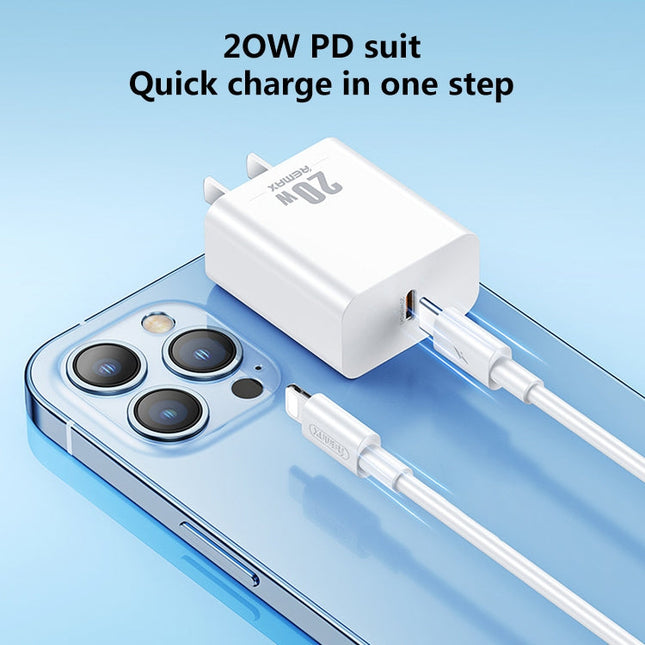REMAX RP-U5 Extreme 2 Series 20W PD Charger + 1m USB-C / Type-C to 8 Pin Fast Charge Data Cable Set, CN Plug, EU Plug, US Plug
