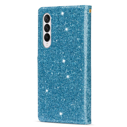 Multi-card Slots Laser Carving Glitter Zipper Leather Case, For Samsung Galaxy Z Fold 4