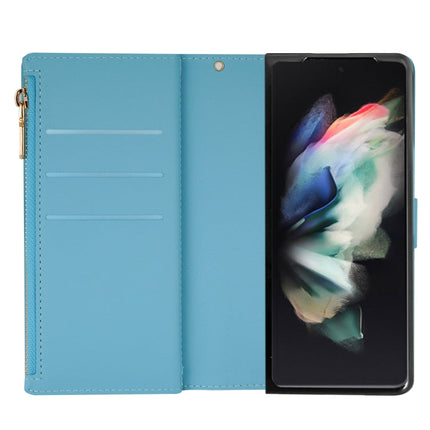 Multi-card Slots Laser Carving Glitter Zipper Leather Case, For Samsung Galaxy Z Fold 4