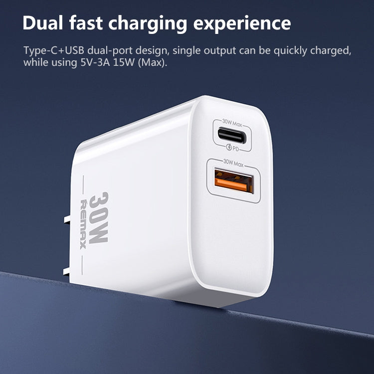 REMAX RP-U82 30W USB+USB-C/Type-C Dual Interface Fast Charger, CN Plug, EU Plug, UK Plug, US Plug