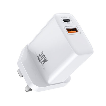REMAX RP-U82 30W USB+USB-C/Type-C Dual Interface Fast Charger, CN Plug, UK Plug, US Plug