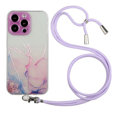 Hollow Marble Pattern TPU Shockproof Protective Case with Neck Strap Rope, For iPhone 14, For iPhone 14 Plus, For iPhone 14 Pro, For iPhone 14 Pro Max, For iPhone 14 Max