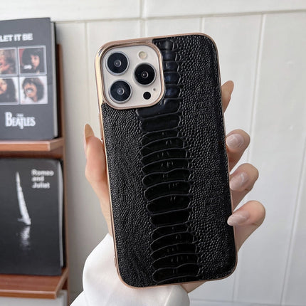 Genuine Leather Pinshang Series Nano Electroplating Phone Case, For iPhone 14, For iPhone 14 Plus, For iPhone 14 Pro, For iPhone 14 Pro Max, For iPhone 13, For iPhone 13 Pro