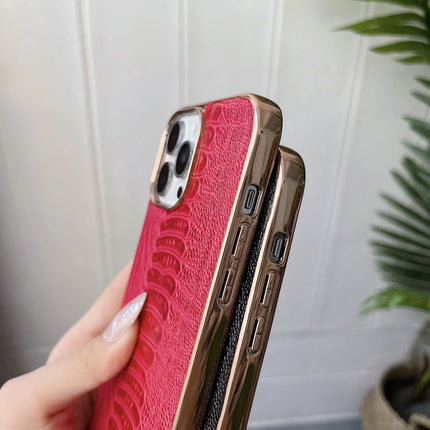 Genuine Leather Pinshang Series Nano Electroplating Phone Case, For iPhone 14, For iPhone 14 Plus, For iPhone 14 Pro, For iPhone 14 Pro Max, For iPhone 13, For iPhone 13 Pro