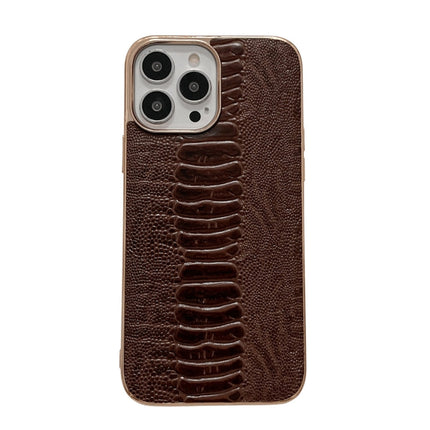 Genuine Leather Pinshang Series Nano Electroplating Phone Case, For iPhone 14, For iPhone 14 Plus, For iPhone 14 Pro, For iPhone 14 Pro Max, For iPhone 13, For iPhone 13 Pro