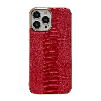 Genuine Leather Pinshang Series Nano Electroplating Phone Case, For iPhone 13 Pro Max