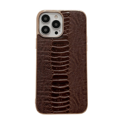 Genuine Leather Pinshang Series Nano Electroplating Phone Case, For iPhone 13 Pro Max