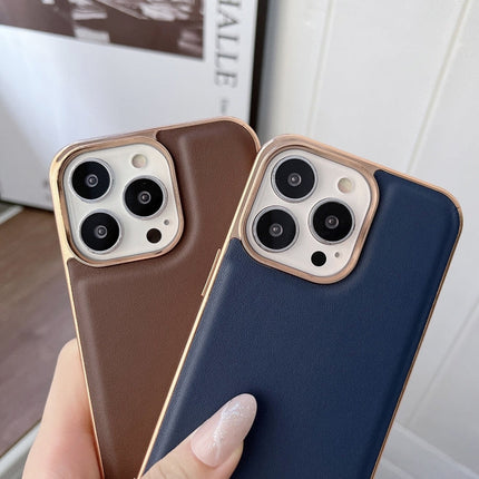 Genuine Leather Xiaoya Series Nano Electroplating Phone Case, For iPhone 13 Pro Max