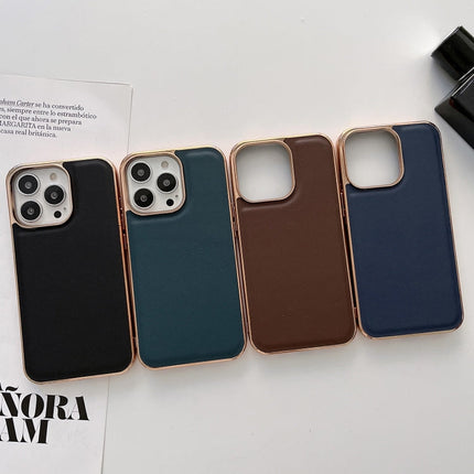 Genuine Leather Xiaoya Series Nano Electroplating Phone Case, For iPhone 13 Pro Max