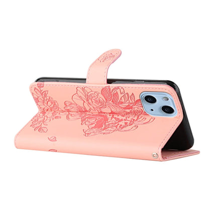 Tiger Flower Embossing Leather Phone Case, For iPhone 14, For iPhone 14 Plus, For iPhone 14 Pro, For iPhone 14 Pro Max