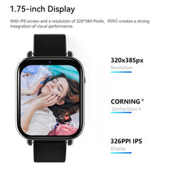 1.75 inch Screen 4G LTE Smart Watch Android 9.1OS, 2GB+16GB, 4GB+128GB