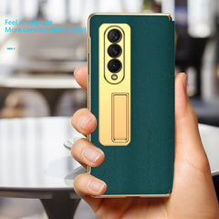 Cross Texture Integrated Electroplating Hinge Flip Phone Case with Tempered Film, For Samsung Galaxy Z Fold3 5G, For Samsung Galaxy Z Fold4