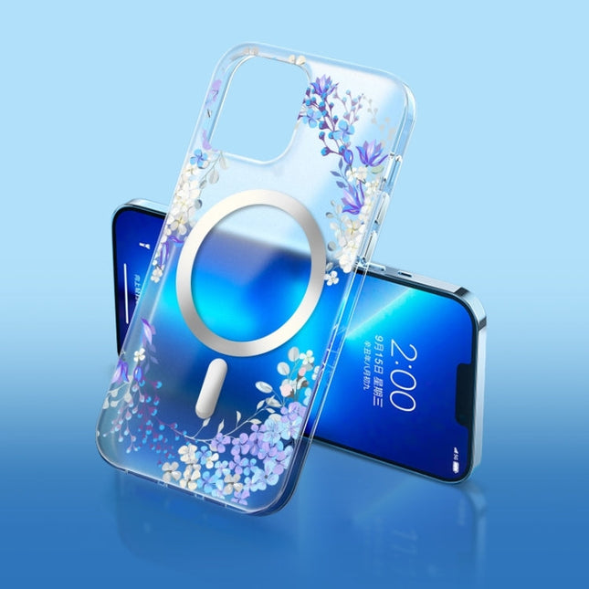 Flower Frosted MagSafe Phone Case, For iPhone 14, For iPhone 14 Plus, For iPhone 14 Pro