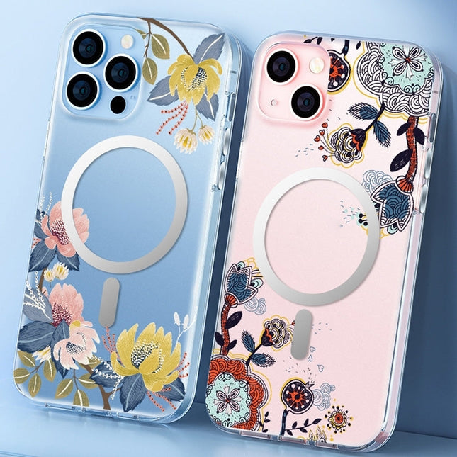 Flower Frosted MagSafe Phone Case, For iPhone 14, For iPhone 14 Plus, For iPhone 14 Pro
