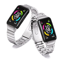 Mijobs Bamboo Stainless Steel Metal Watch Band, For Huawei Band 6 / Honor Band 6