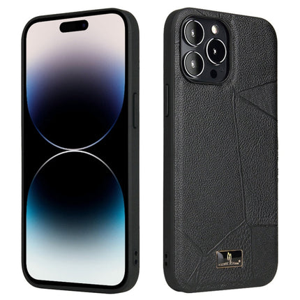 Fierre Shann Leather Texture Phone Back Cover Case, For iPhone 14, For iPhone 14 Plus, For iPhone 14 Pro, For iPhone 14 Pro Max