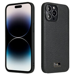 Fierre Shann Leather Texture Phone Back Cover Case, For iPhone 14, For iPhone 14 Plus, For iPhone 14 Pro, For iPhone 14 Pro Max