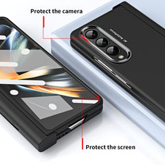 Skin Feel Two-color Contact Lens Hinge Flip Phone Case with Pen Slot, For Samsung Galaxy Z Fold4