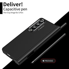 Skin Feel Two-color Contact Lens Hinge Flip Phone Case with Pen Slot, For Samsung Galaxy Z Fold4