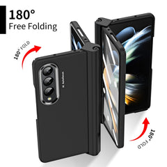 Skin Feel Two-color Contact Lens Hinge Flip Phone Case with Pen Slot, For Samsung Galaxy Z Fold4