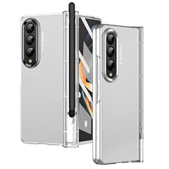 Skin Feel Two-color Contact Lens Hinge Flip Phone Case with Pen Slot, For Samsung Galaxy Z Fold4