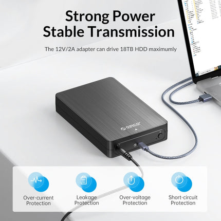ORICO HM35C3 3.5 inch USB3.1 Gen1 Type-C Hard Drive Enclosure, EU Plug, US Plug, UK Plug, AU Plug